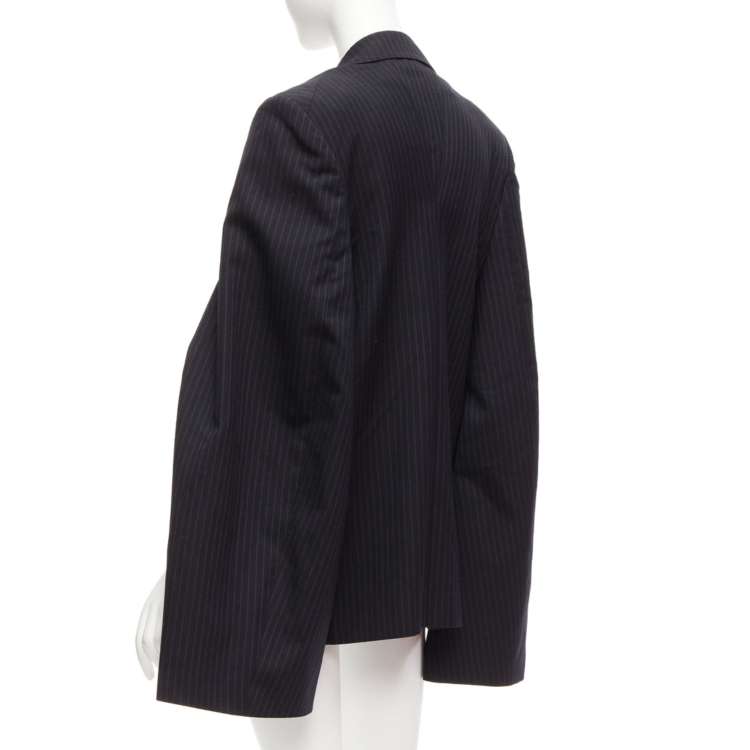 JUNYA WATANABE 2018 grey pinstripe wool blend cape sleeve boxy blazer S