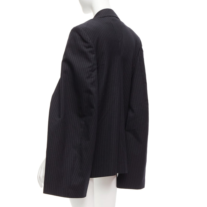 JUNYA WATANABE 2018 grey pinstripe wool blend cape sleeve boxy blazer S