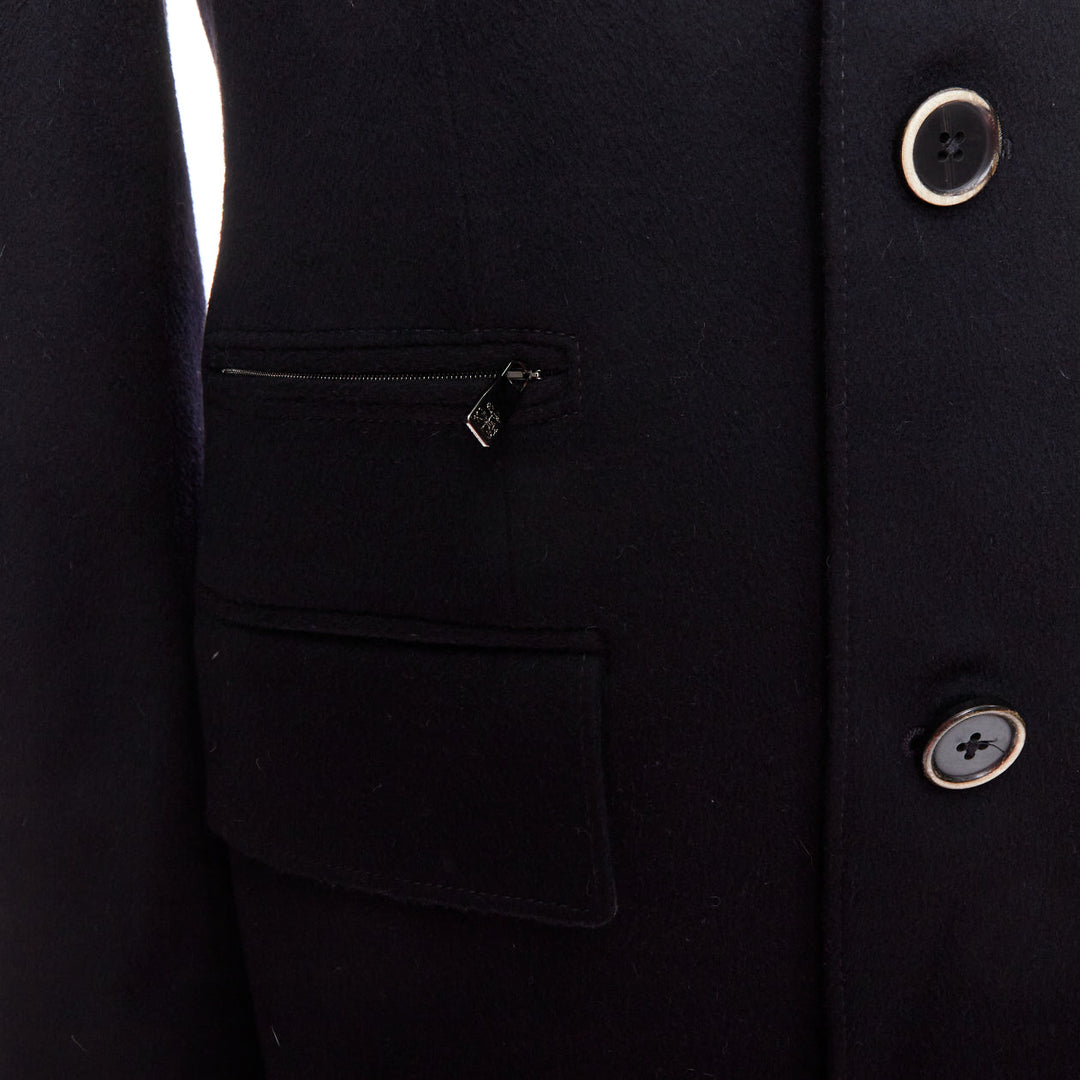 CORNELIANI black extrafine virgin wool layered collar coat IT44 XS