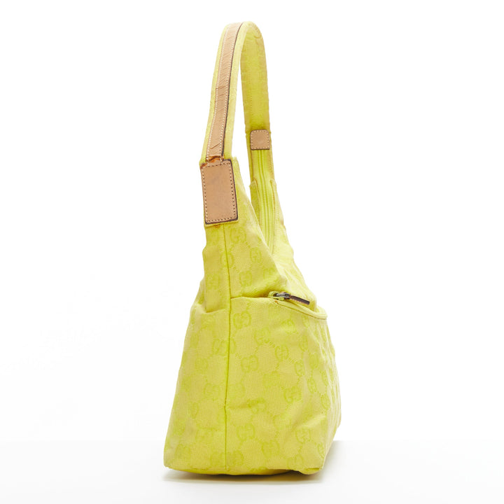 GUCCI Vintage yellow GG monogram canvas small hobo shoulder bag