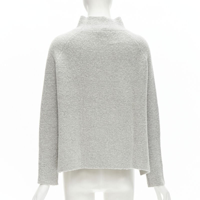 THEORY grey wool blend fuzzy stand collar step hem sweater XS