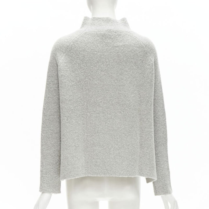 THEORY grey wool blend fuzzy stand collar step hem sweater XS