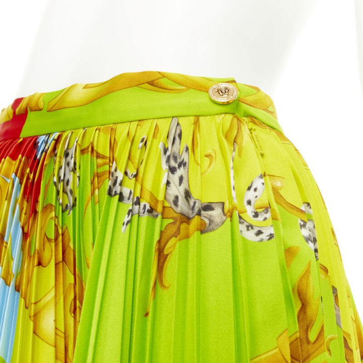 VERSACE 2020 Runway Barocco Acanthus Pop Medusa pleated midi skirt IT38 XS