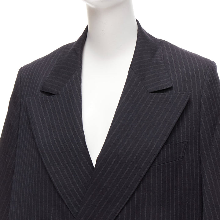 JUNYA WATANABE 2018 grey pinstripe wool blend cape sleeve boxy blazer S