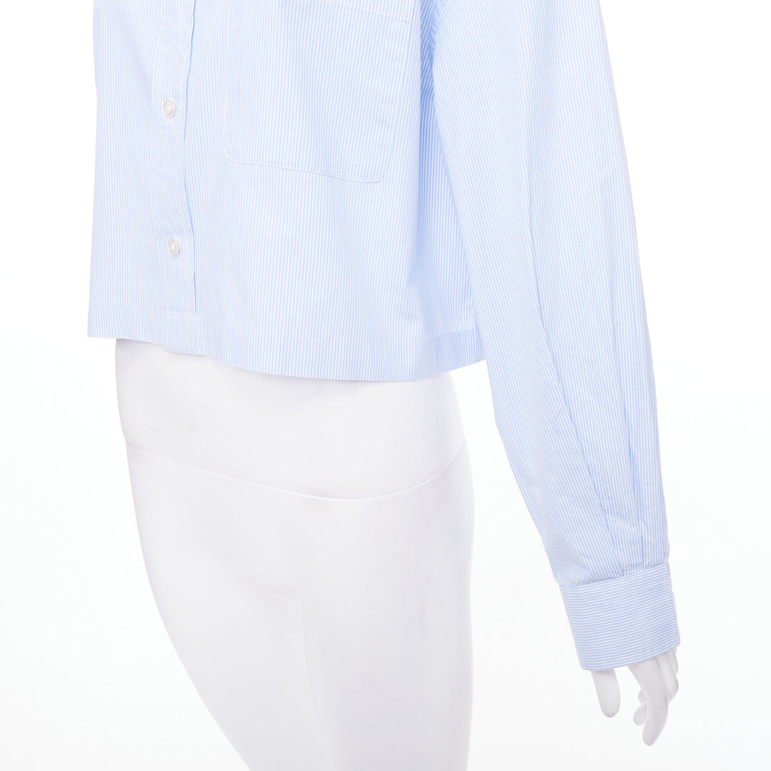 R13 SW light blue white stripe oversized cropped button up shirt S