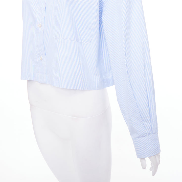 R13 SW light blue white stripe oversized cropped button up shirt S