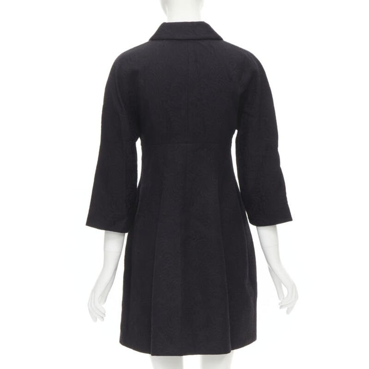 DOLCE GABBANA black paisley jacquard crystal button 3/4 sleeve coat IT36 XS