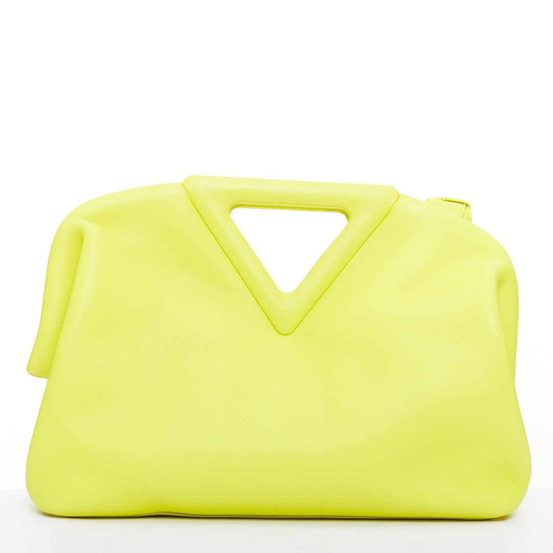 BOTTEGA VENETA Medium Point Seagrass yellow smooth leather triangle handle bag