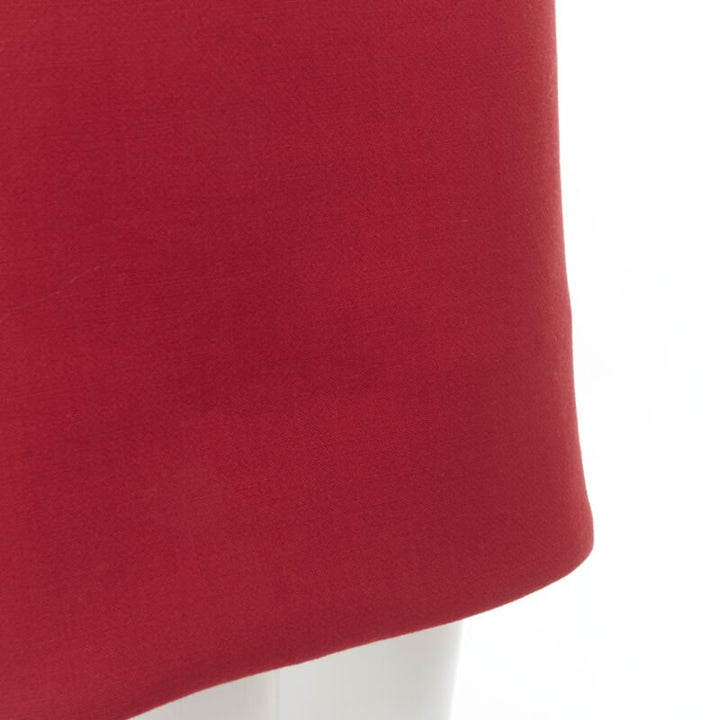 MARNI red wool brown silk lining curved hem midi skirt IT40 S