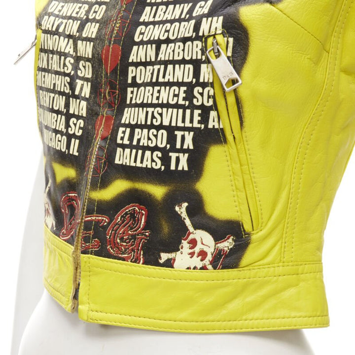 D&G DOLCE GABBANA Vintage 2001 yellow Modern Beauty rock leather biker IT38 XS