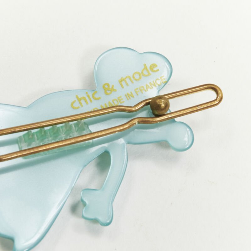 rare CHIC & MODE Alexandre Zouari crystal Fairy Mouse hair barrette clip X4