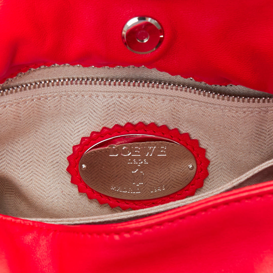 LOEWE Vintage Flamenc Tassel red soft leather anagram crossbody bucket bag