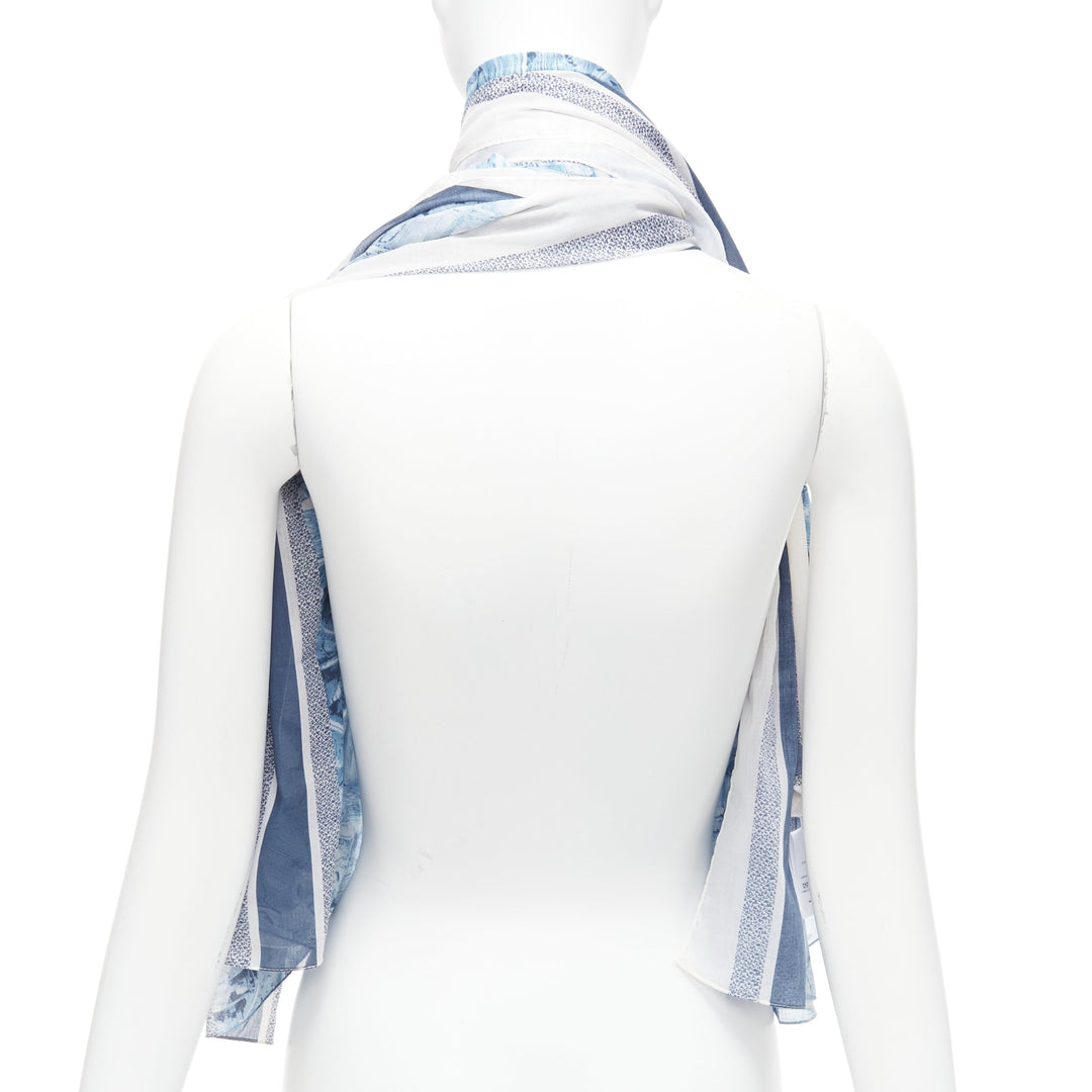 CHRISTIAN DIOR Riviera blue 100% cotton CD logo statues print square scarf