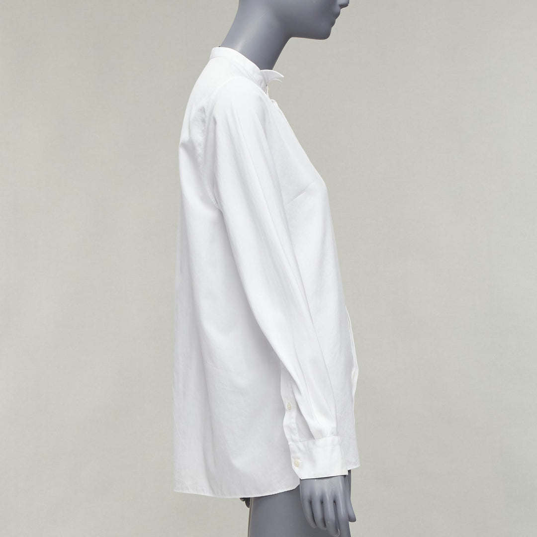LANVIN white 100% cotton bow tie  collar plain dress shirt EU37 XS