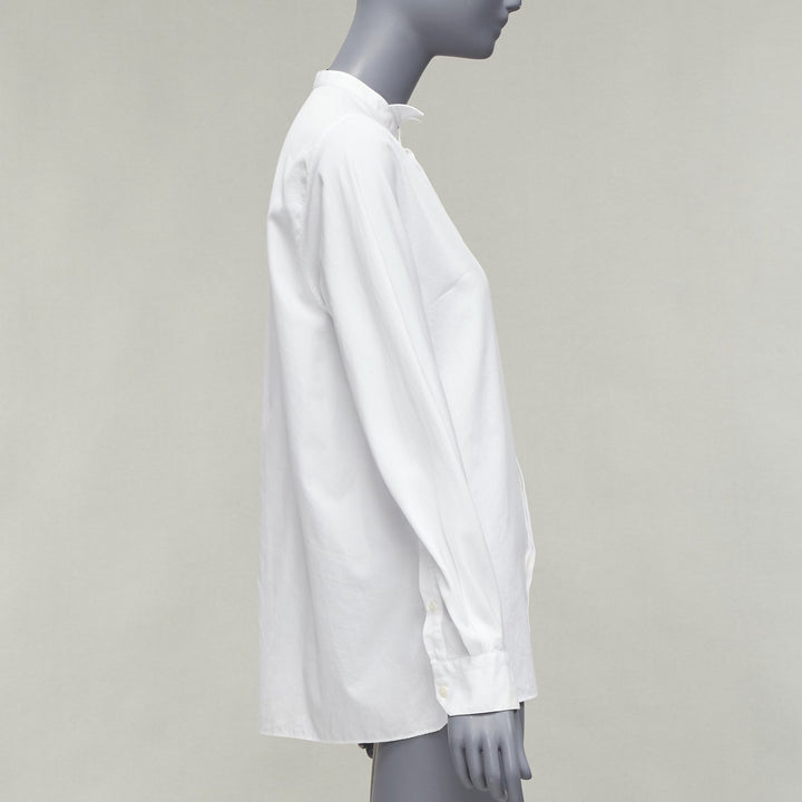 LANVIN white 100% cotton bow tie  collar plain dress shirt EU37 XS