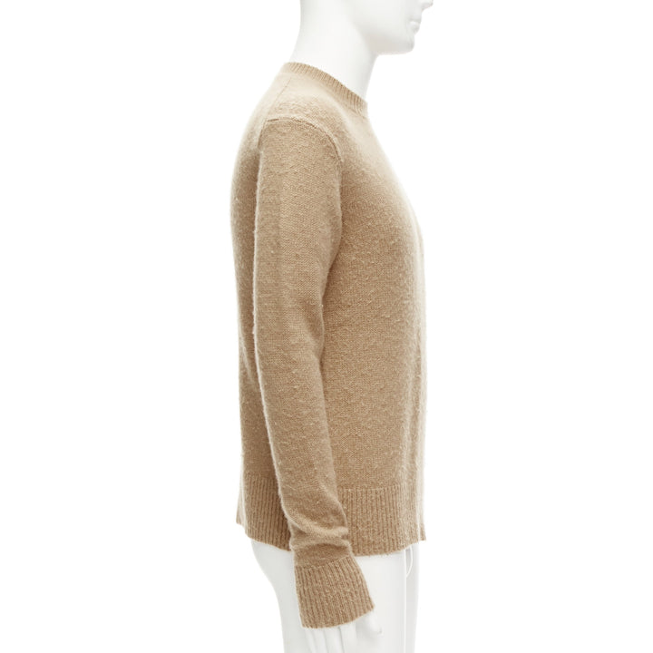 ACNE STUDIOS Peele beige wool cashmere brushed crew neck sweater S