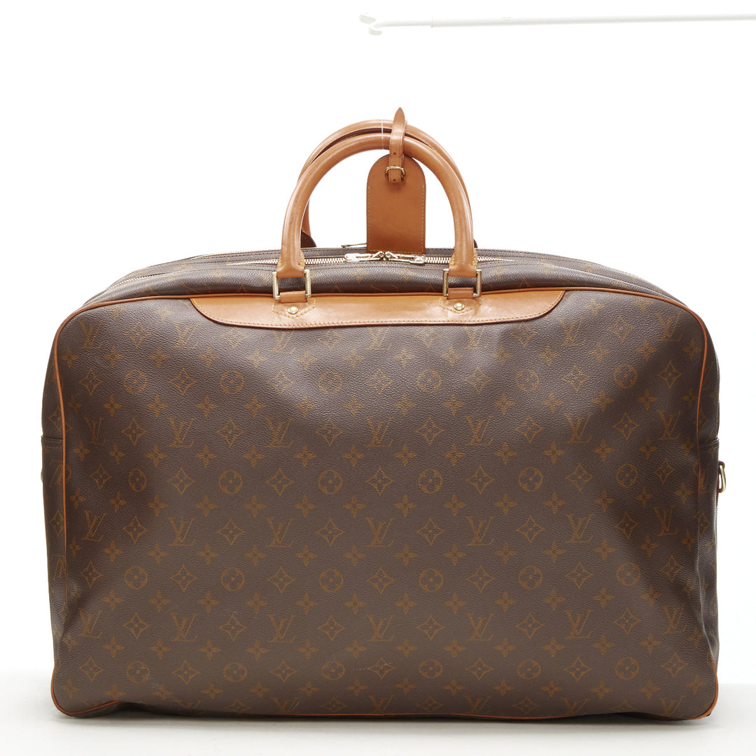LOUIS VUITTON VIntage Alize brown monogram leather trim 2 compartment bag