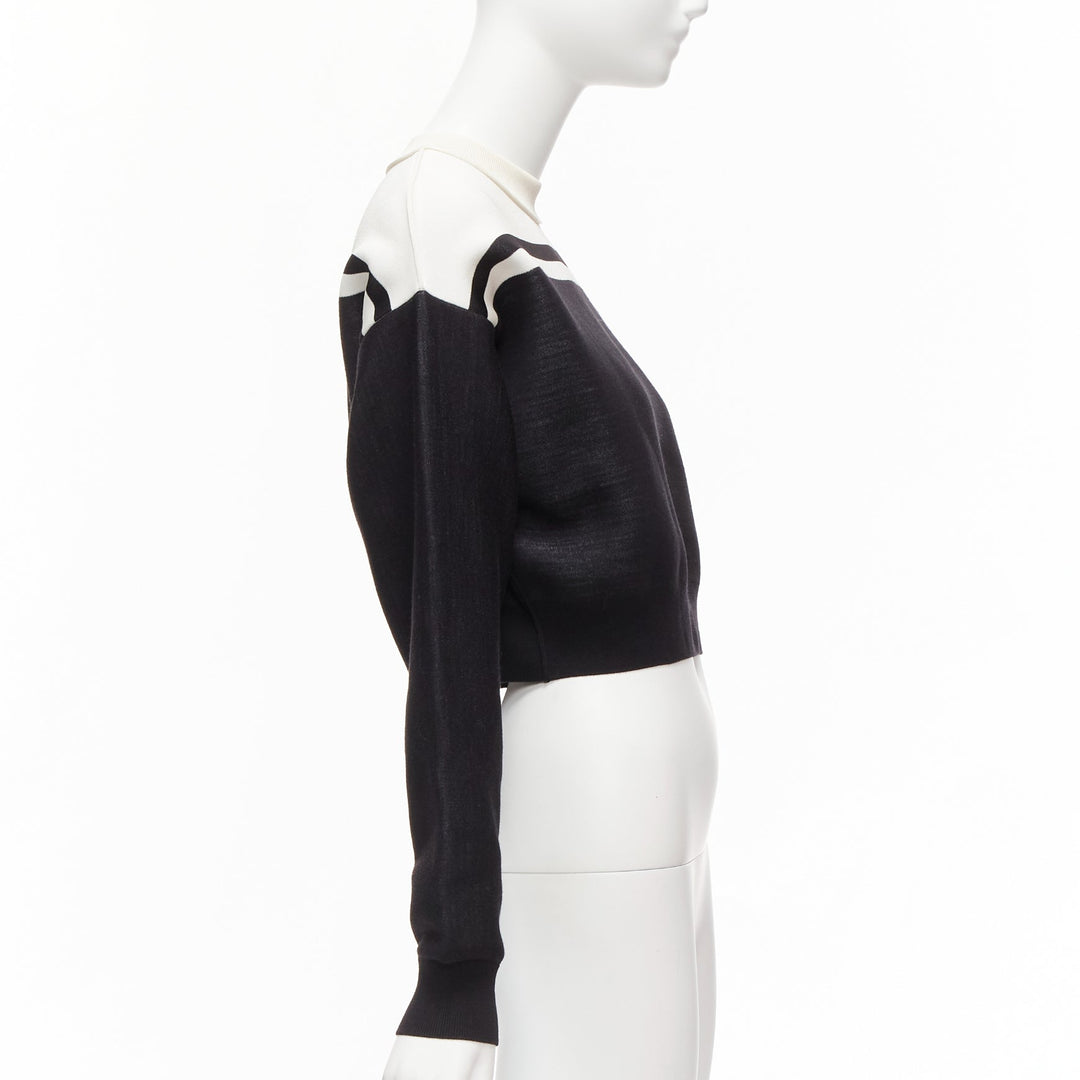 LOUIS VUITTON 2022 Runway black white floral motif cropped sweater XXS