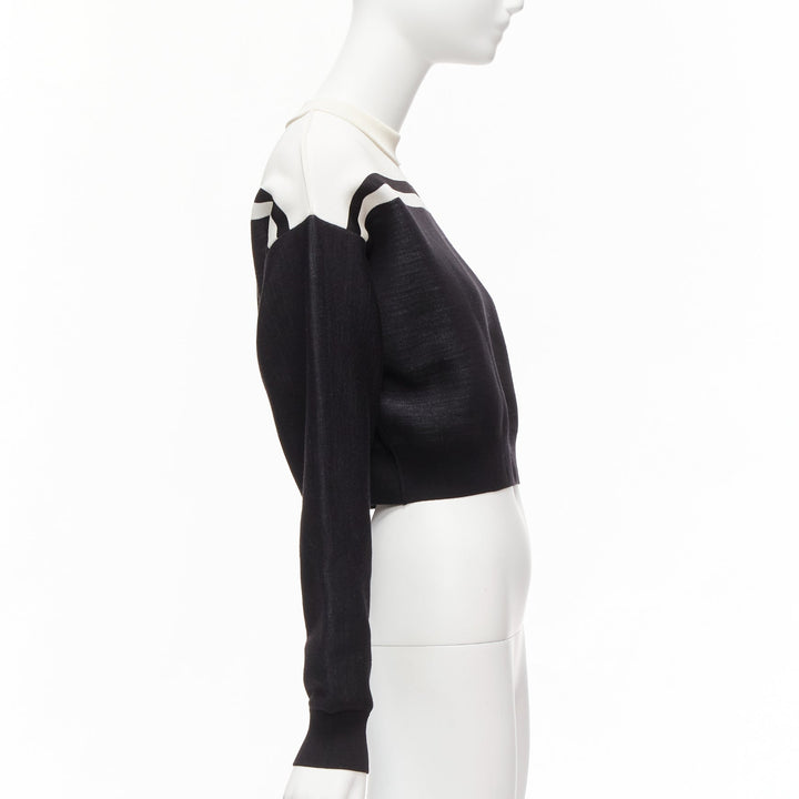LOUIS VUITTON 2022 Runway black white floral motif cropped sweater XXS