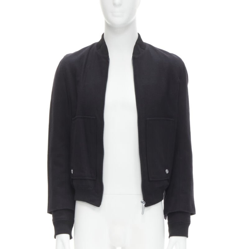 BALENCIAGA 2011 Ghesquiere black wool double sleeve bomber jacket EU44 XS