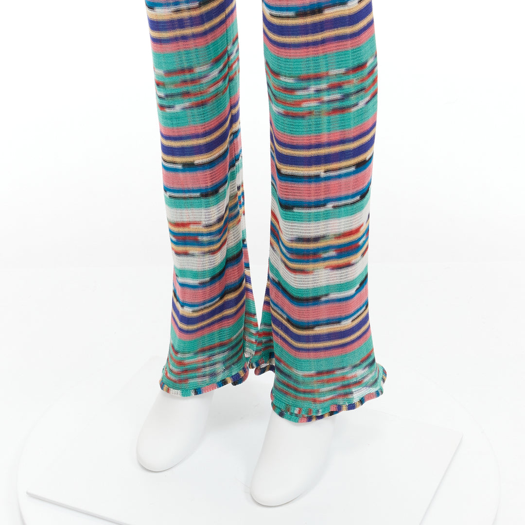 MISSONI Signature colorful psychedelic stripe high waisted  flared pants IT38 XS