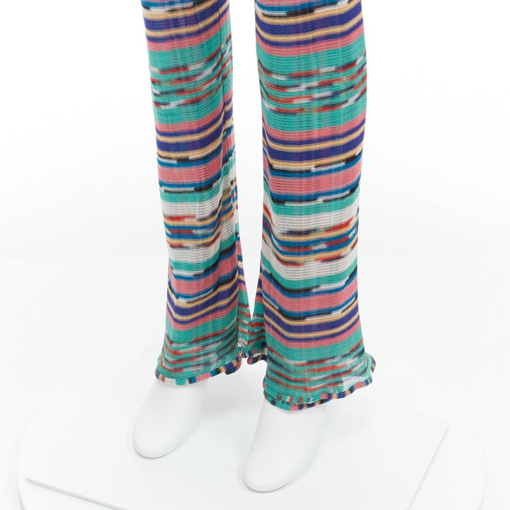 MISSONI Signature colorful psychedelic stripe high waisted  flared pants IT38 XS