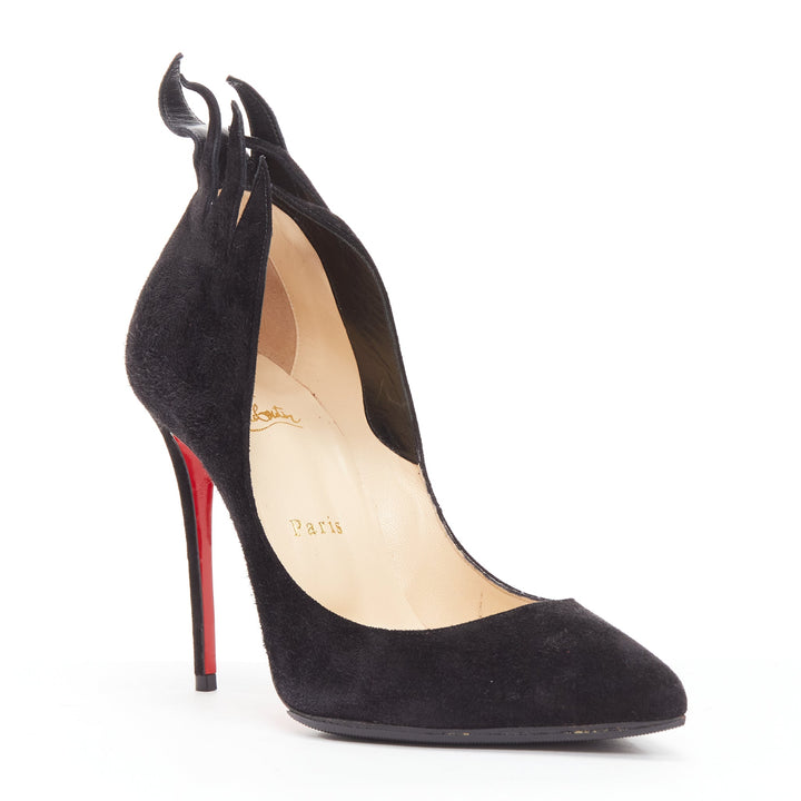 CHRISTIAN LOUBOUTIN Victorina Flame black suede stiletto pigalle pump EU37