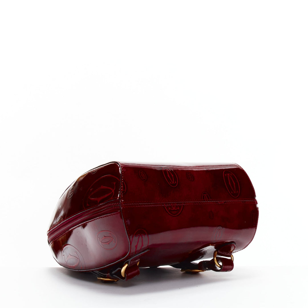 CARTIER Happy Birthday Bordeaux red hard calfskin logo boxy backpack