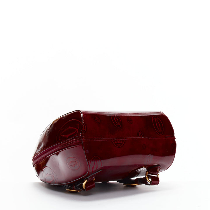 CARTIER Happy Birthday Bordeaux red hard calfskin logo boxy backpack