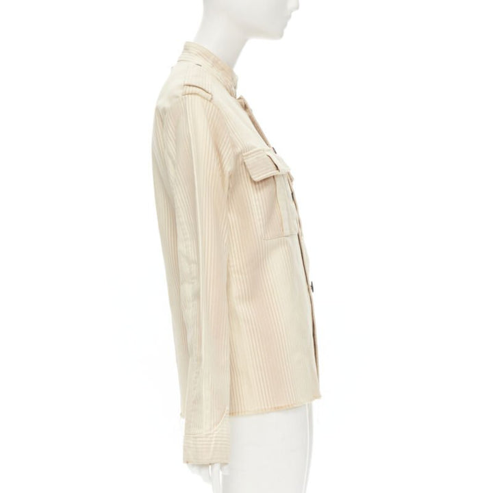 rare YVES SAINT LAURENT Vintage beige YSL badge military captain shirt