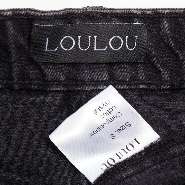 LOU LOU Studio washed grey denim pink silver crystal stars embellished shorts S