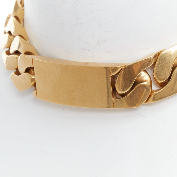 rare OLD CELINE Phoebe Philo gold tone ID plate chunky choker necklace