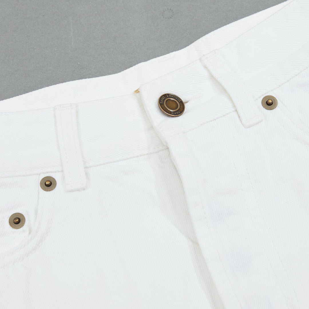 SAINT LAURENT 2016 white cotton cut off frayed jean denim shorts 25"