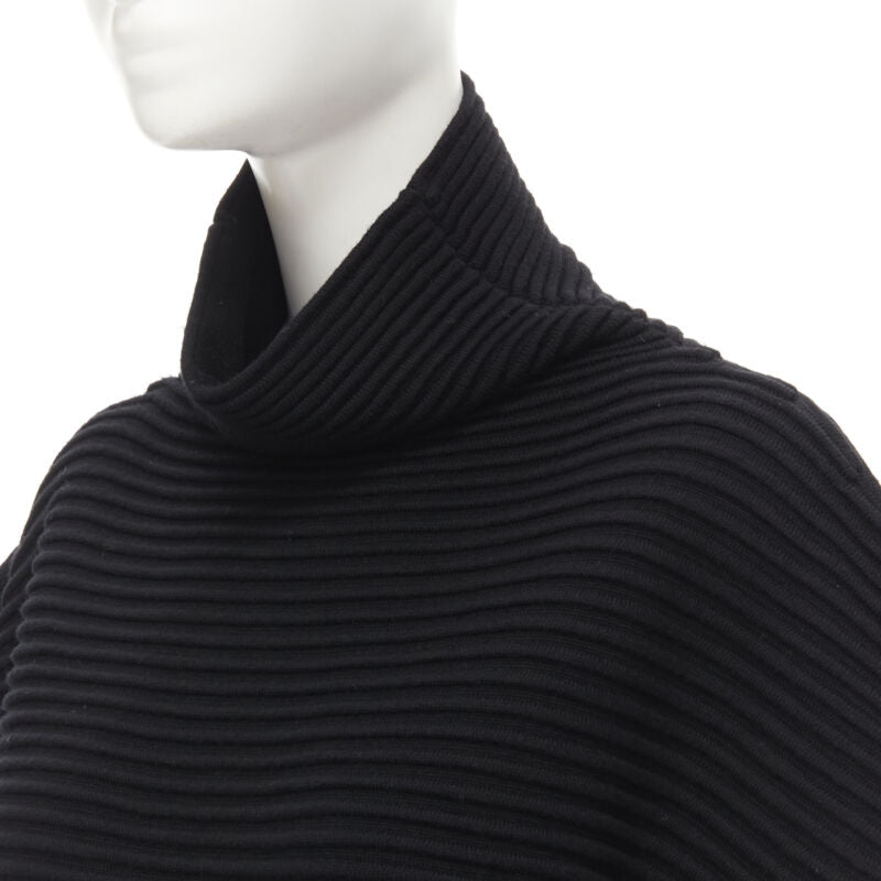 VVB VICTORIA BECKHAM 100% wool black ribbed cap sleeve popover sweater US2 S