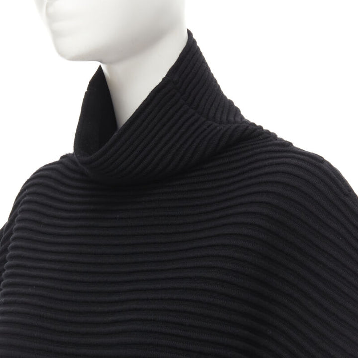 VVB VICTORIA BECKHAM 100% wool black ribbed cap sleeve popover sweater US2 S
