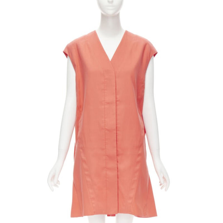 MARNI coral pink cotton silk pleated bubble back boxy sleeveless dress IT40