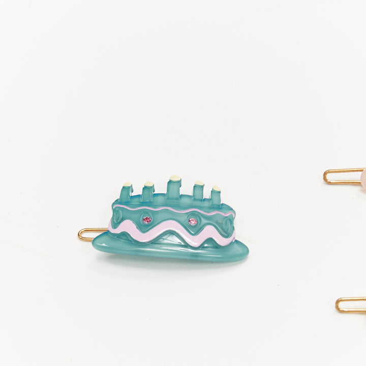 CHIC & MODE Alexandre Zouari colourful crystal birthday cake gifts hair clips X3