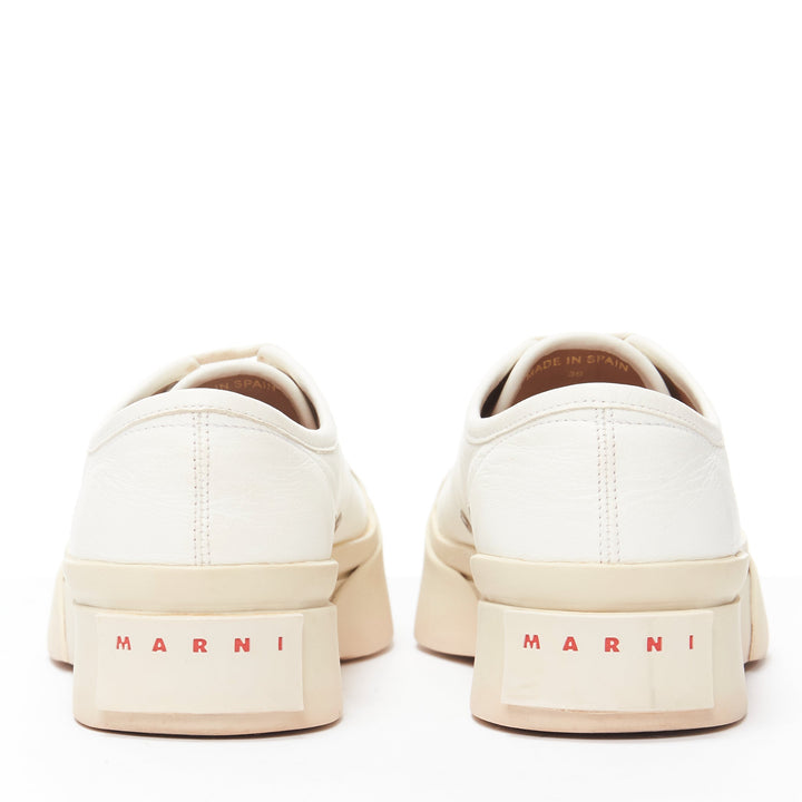 MARNI Pablo white leather chunky wide toe lace up low top sneakers EU36