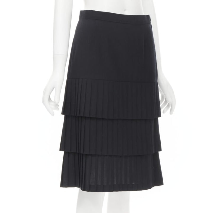 JUNYA WATANABE 1998 black pleated tiered hem pencil skirt S