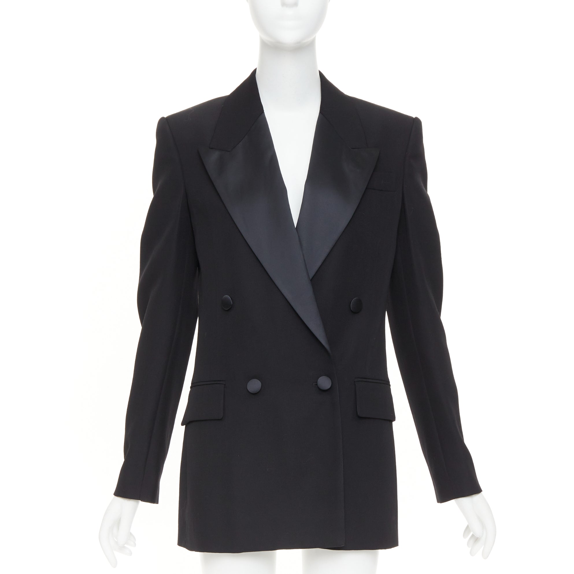 STELLA McCARTNEY ブラック タキシードジャケット　40 STELLA MCCARTNEY 2023 black wool satin double breasted tuxedo
