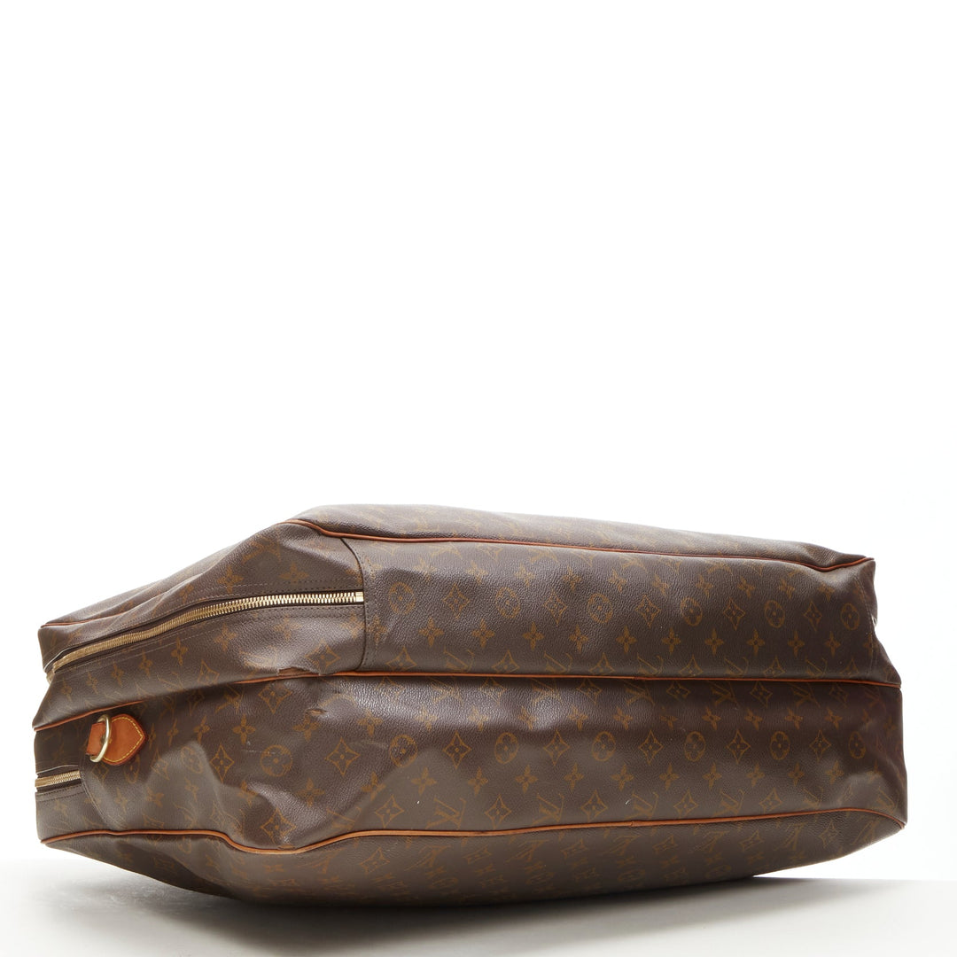 LOUIS VUITTON VIntage Alize brown monogram leather trim 2 compartment bag