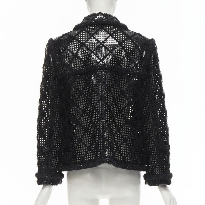 CHANEL 15K Brasserie Gabrielle Runway cutout PVC braided tweed jacket FR46 2XL