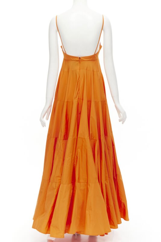 JACQUEMUS Runway orange long tafetta button front maxi dress gown IT34 XS