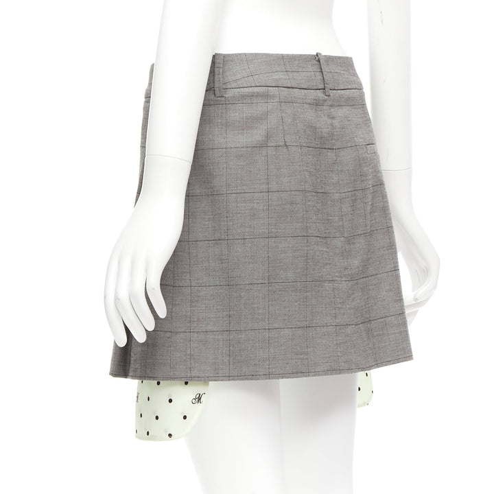 MONSE grey wool cotton blend exposed pocket deconstructed skirt US2 S