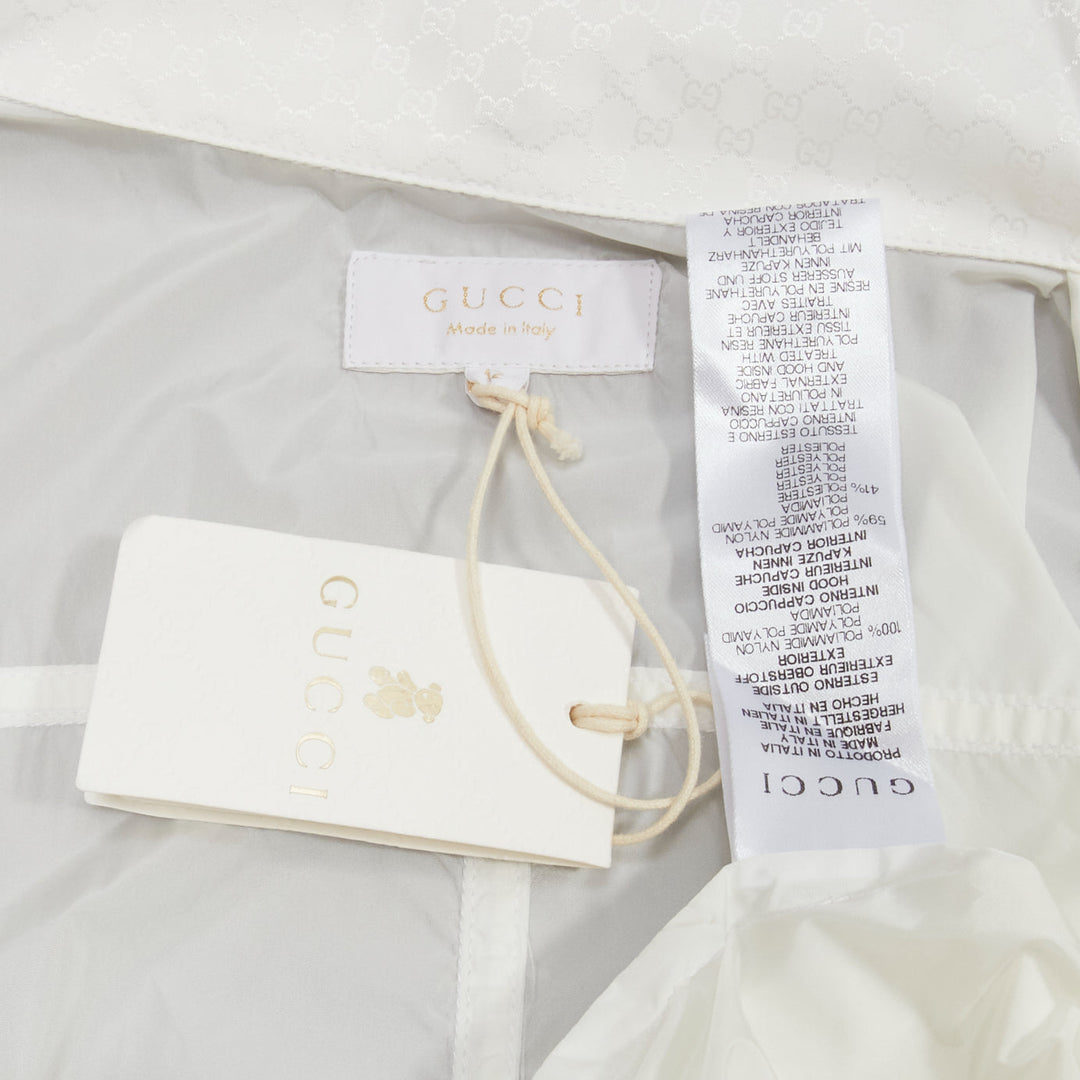GUCCI Kidswear ivory GG monogram logo peplum hooded jacket 12Y