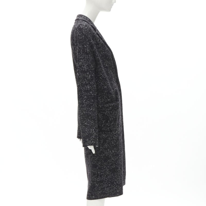 THEORY black grey speckle wool blend knitted robe coat S