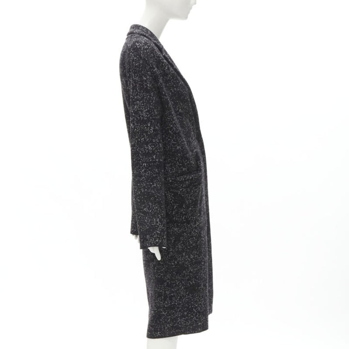 THEORY black grey speckle wool blend knitted robe coat S