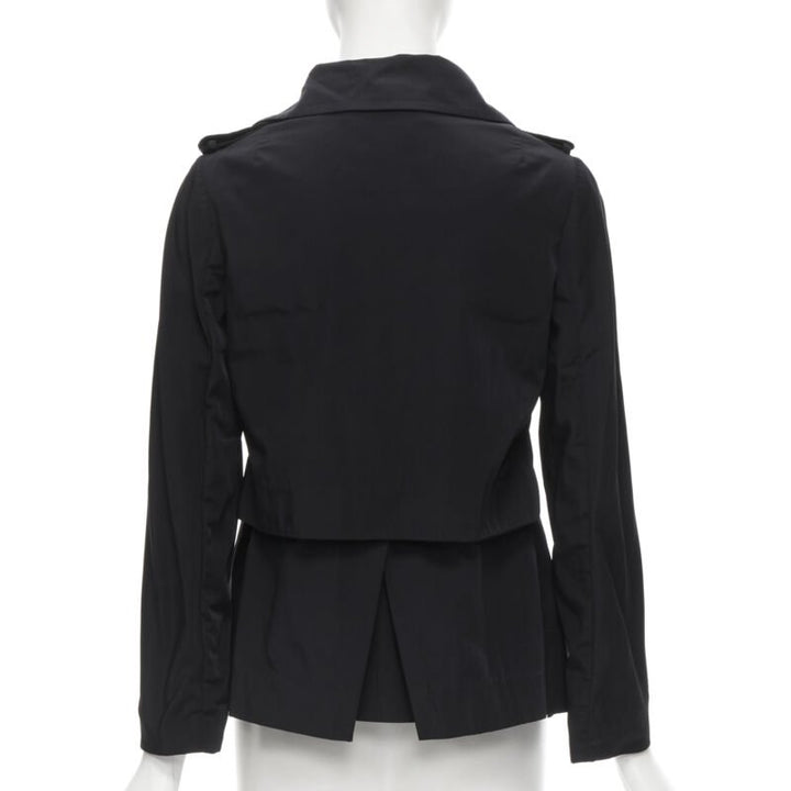 MARNI black polyester box dart layered back flared short trench coat IT38 XS