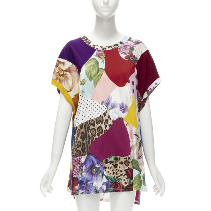 DOLCE GABBANA 2021 Sicilian Patchwork cap sleeve cotton casual dress IT38 XS