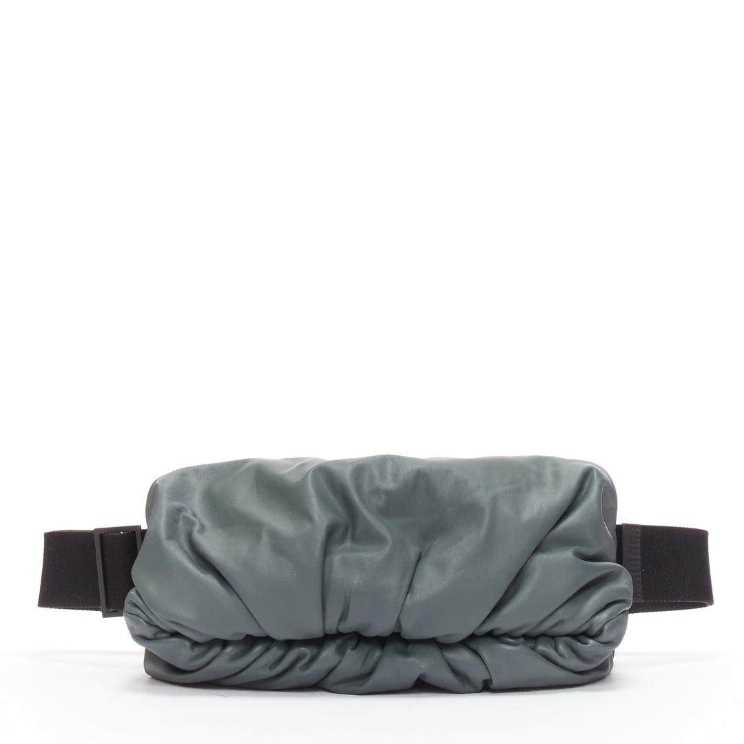 BOTTEGA VENETA The Body pouch grey smooth leather black sport strap waist bag